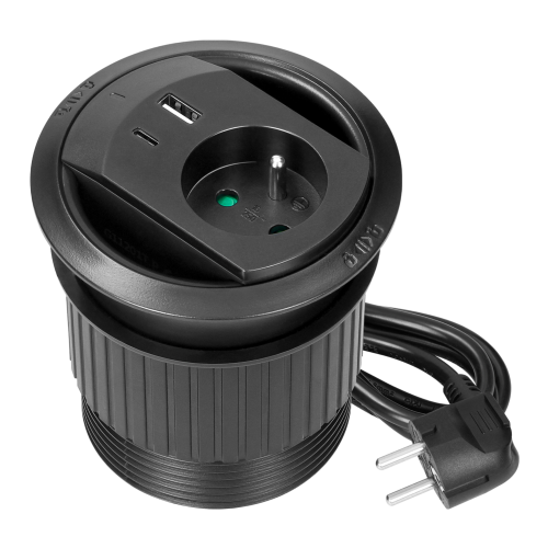 Gniazdo wpuszczane w blat z ładowarką USB przepustem kablowym i przewodem 1,4m OR-GM-9051/B ORNO - 1[155].jpg